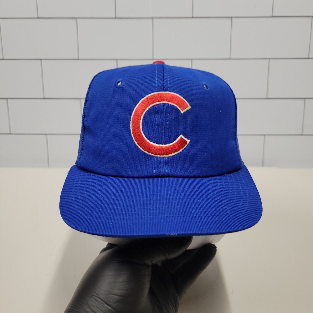 Vintage Chicago Cubs Twins Trucker Snapback Hat MLB Blue Mesh Made in Taiwan